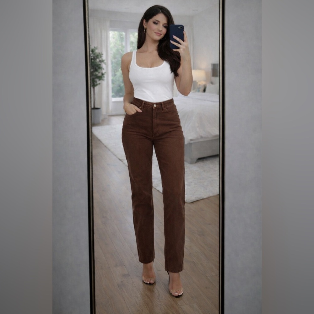 Meshki Women's Straight Leg Jeans in Rich Brown